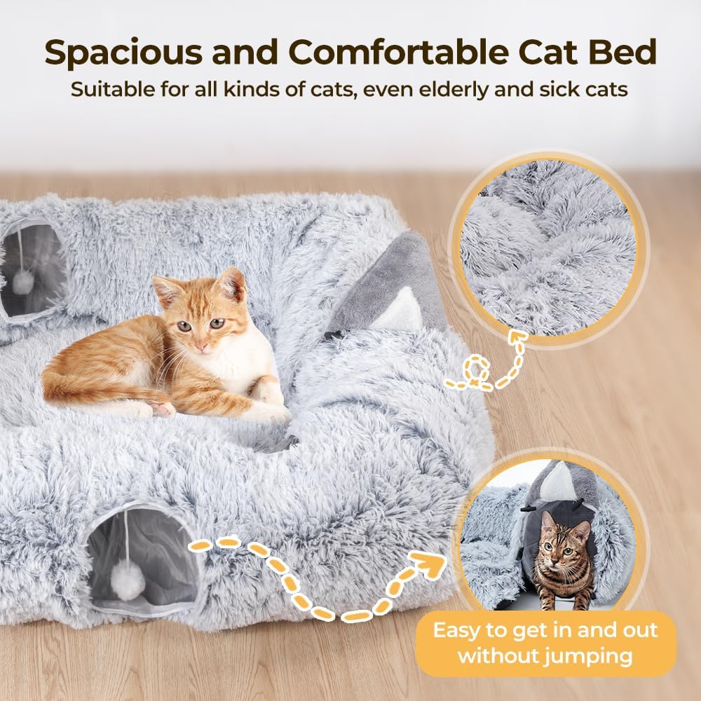 Large Cat Tunnel Bed, Cat Play Tunnel for Small Medium Large Cats Large Cat Tunnel Bed, Cat Play Tunnel for Small Medium Large Cats