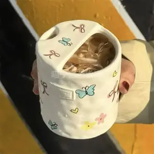 Hand-Drawn Cute Colorful Butterfly Ceramic Coffee Cup, Home Use, Valentine's Day Gift, Unique Design, Perfect for Coffee Lovers