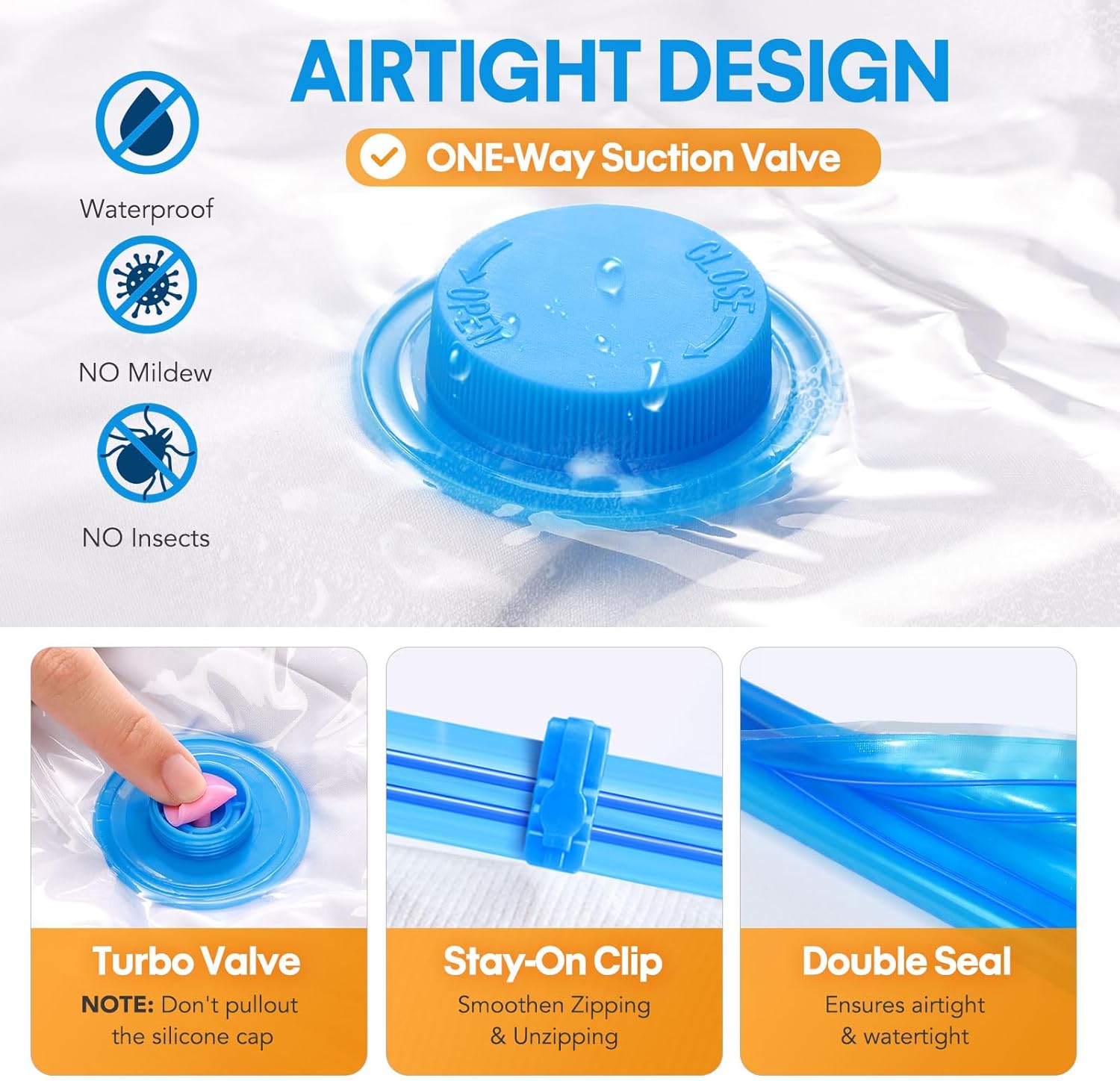 15 Pack Travel Vacuum Storage Bags with USB Electric Pump, Combo Space Saver Vacuum Seal Bags for Clothing Travel Vaccine Sealed Storage Bag for Comforters Blankets Clothes Suitcase, Clear