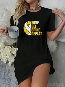 Bump Set Spike Repeat Volleyball Funny Casual Dress