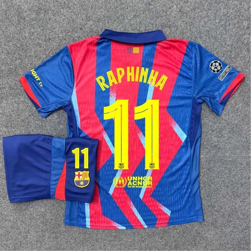 Barcelona football kit for the 2025/2026 season – Made from high-quality polyester fabric, meeting professional match standards.