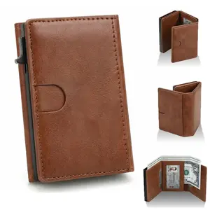 Upgrade Men's Smart Slim Wallet, Cards Holder and Cash Slot One-click to Pop up RFID Blocking 6-9 Card Capacity ID Window Gift
