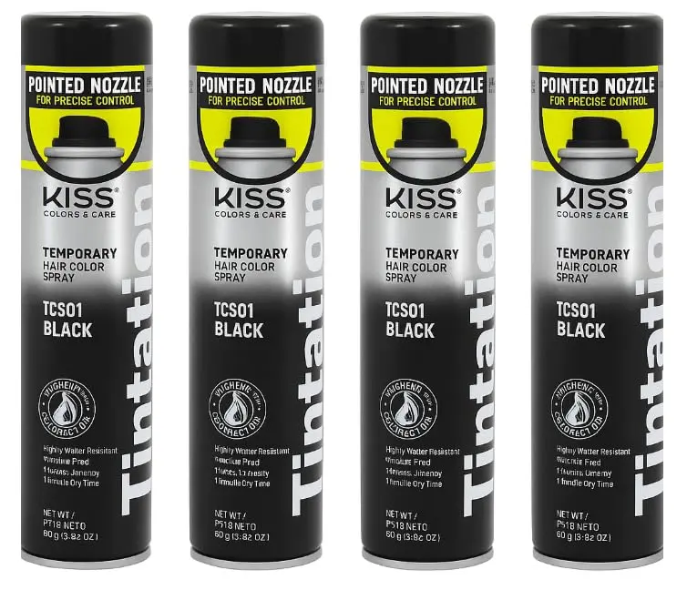 Tintation Hair Color Spray - 4 Pack, TCS01 Black, 84ml, Haircare Product, Instant Color, Quick Touch-Up for All Hair Types