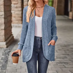 Women's Stylish Ribbed Knit Cardigan Loose Fit Sweater Springfresh for Work & Weekend