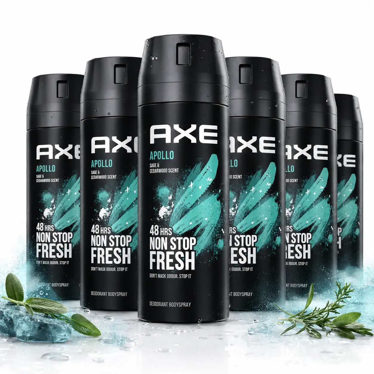 AXE Apollo Herbal Scent Body Spray Deodorant Value Bundle (5oz/150ml) - Sage & Cedarwood Daily Fragrance, 48-Hour Odor Control, Male Athlete & Teenager Body Care, Athletes, Aerosol Spray Deodorants, Anti-Perspiration Deodorants