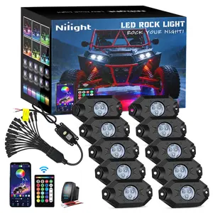 Nilight RGB LED Rock Lights Kit 10 Pods Underglow Multicolor Neon Pod with Remote & Bluetooth App Control DIY Flashing Music Mode Wheel Well Light for Truck ATV UTV RZR SUV  dealsforyoudays