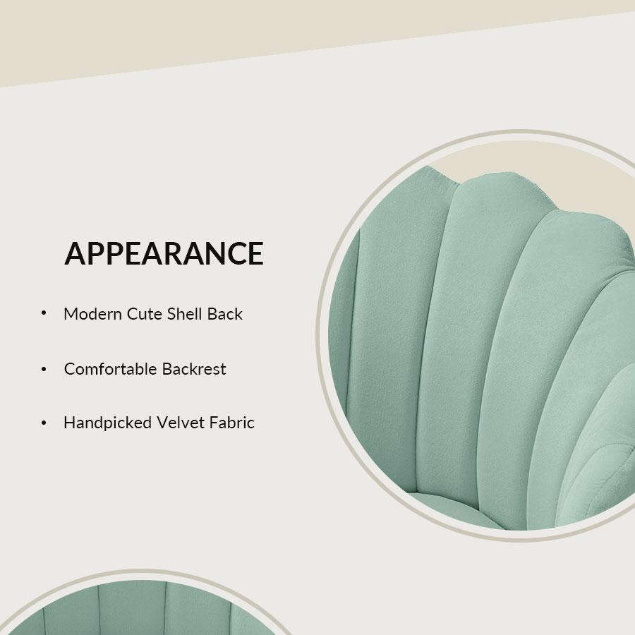 Hulala Belanda Task Office Chair, Height-adjustable, Sturdy and Durable Golden Finish, Tufted Back, velvet fabric upholstery, flower shape back, 360-degree wheels, functional and stylish, for Living Room and Office