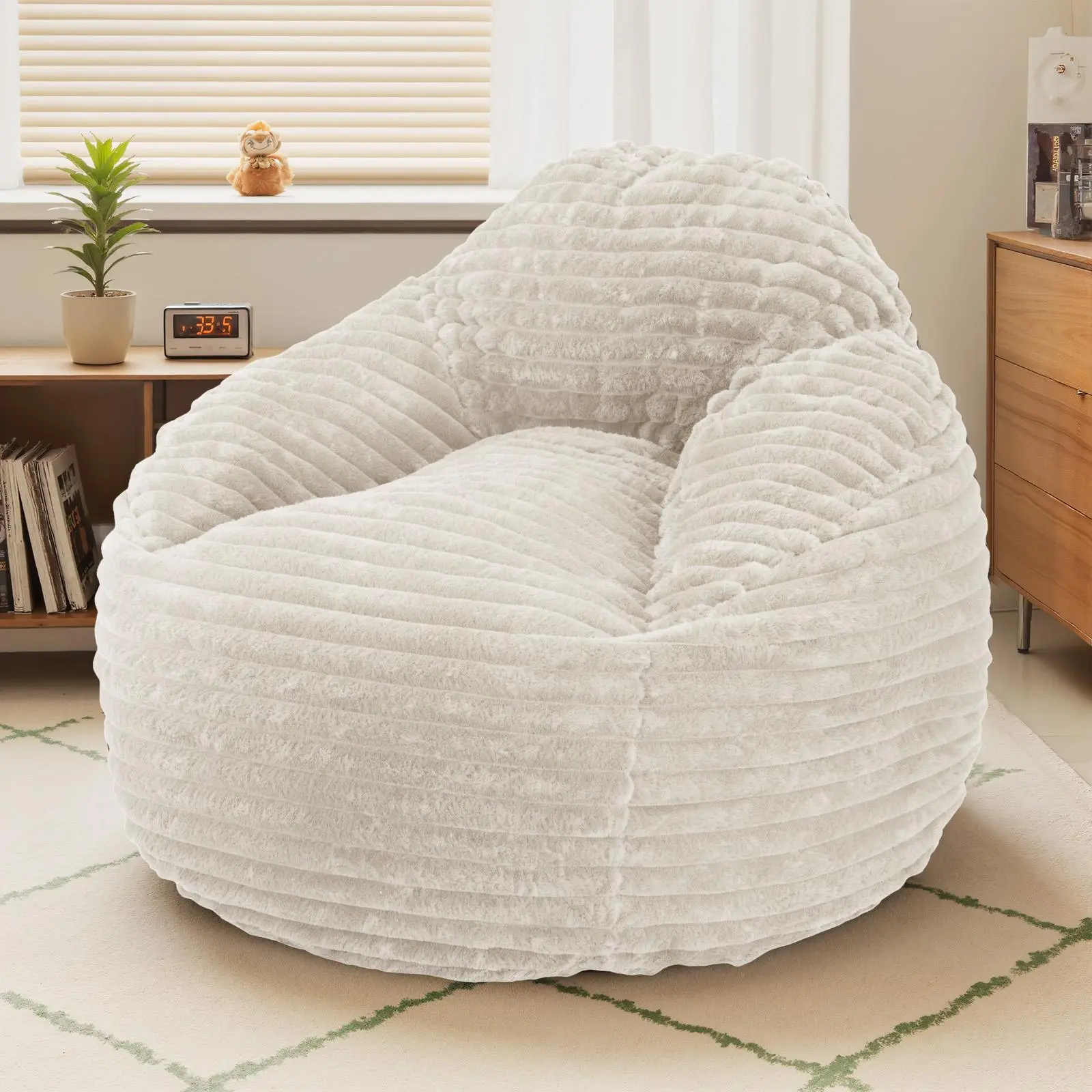 【Summer Sale】Bean Bag Chair, 39 Inch Bean Bags for Adults and Kids, Chair with Memory Foam Filled, Bean Bag Couch with Backrest and Armrests, Comfy Sofa for Living Room, Bedroom and Dorm