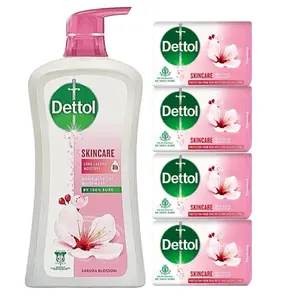 Dettol Skincare Body Wash & Soap Bundle 900g Body Wash - 4 Soap