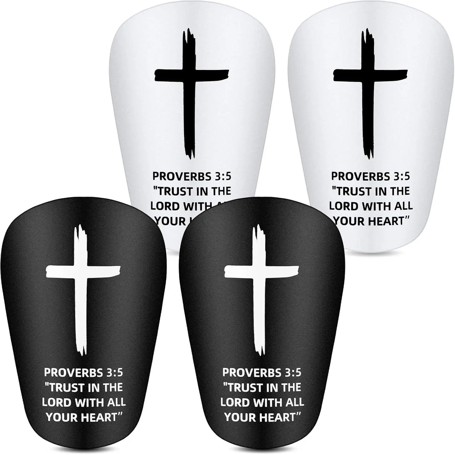 2-Pair Mini Soccer Shin Guards with Cross Print, Bible Verse, Antislip Straps, Lightweight PBT - Football/Soccer Accessories for Kids (3.15x1.97in)