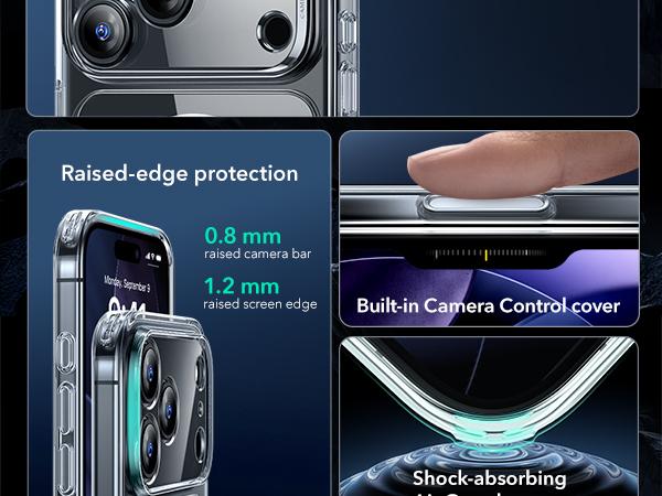 ESR for iPhone 17 Pro Max/Pro/Air Case, Camera Control, Compatible with MagSafe, Shockproof Military-Grade Protection, Magnetic Phone Case for Phone 2025, Classic Hybrid Case (HaloLock)