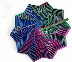 3D Printed Expanded Sensory Fidget Star, New Stress Relief Sensory Whirling Spiral with Handle, Very Satisfying Sight and Sound with Hypnotizing Visual Fidget Toy（8.6*7.5*7.3cm）