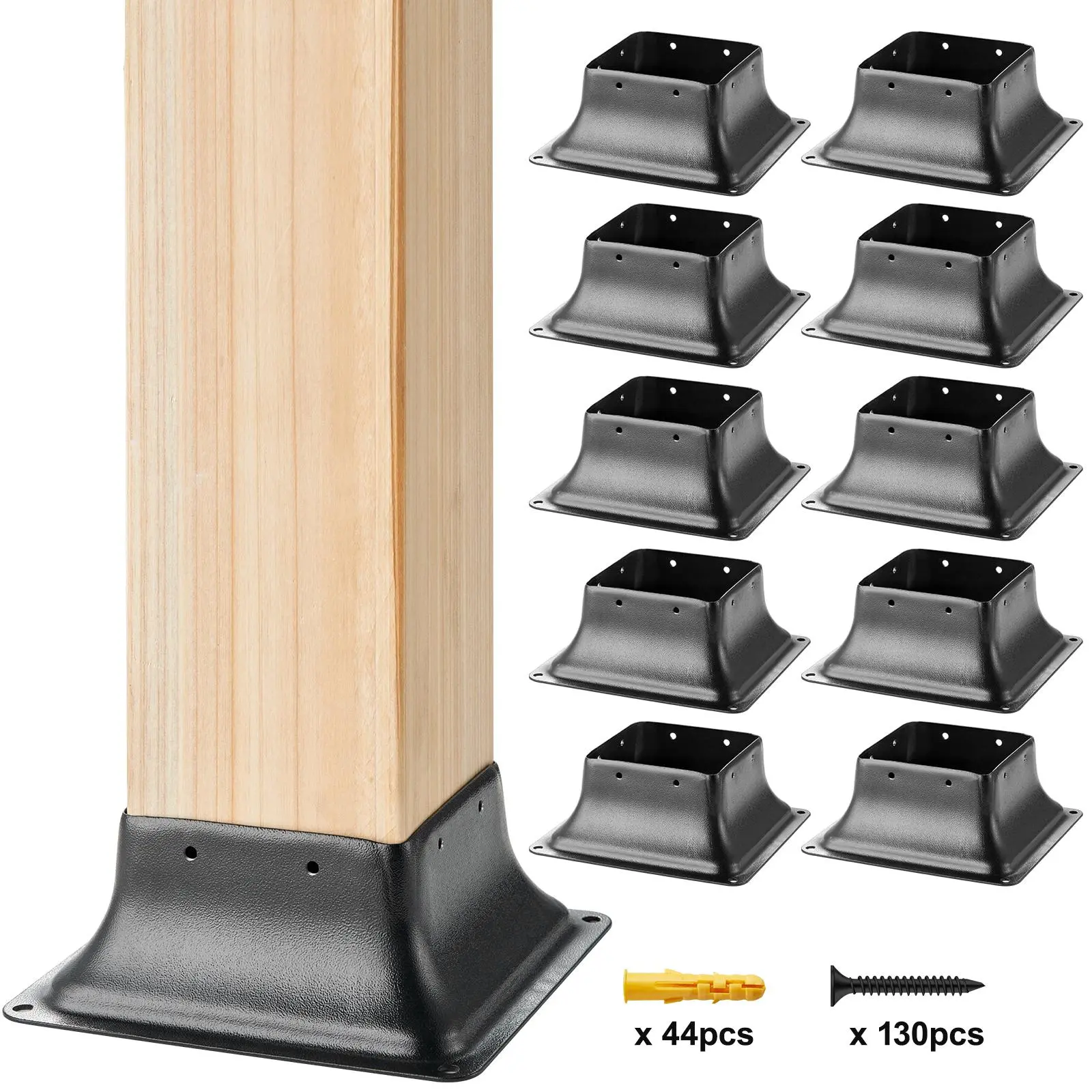 【SummerFinds】VEVOR Post Base 4x4 10Pcs,  , Internal 3.6"x3.6" Heavy Duty Powder-Coated Steel Post Bracket Fit for Standard Wood Post Anchor, Decking Post Base for Deck Porch Handrail Railing Support