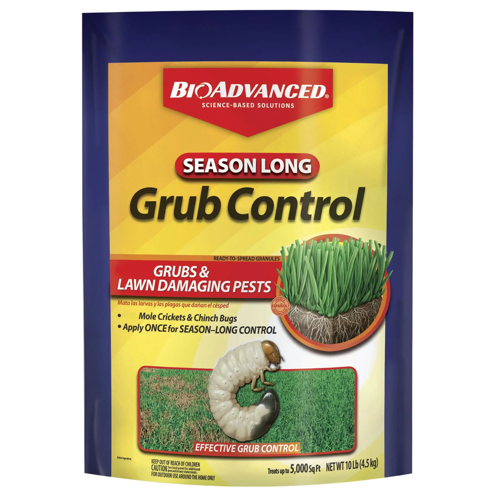 10 lb (Pack of 1) Season-Long Lawn Grub Control Granules - Granular Pest Control Solutions, Insect Barrier for Grubs, Mole Crickets, Chinch Bugs, Ticks, Covers Large Areas for Healthier Lawn Appearance, Insect Control