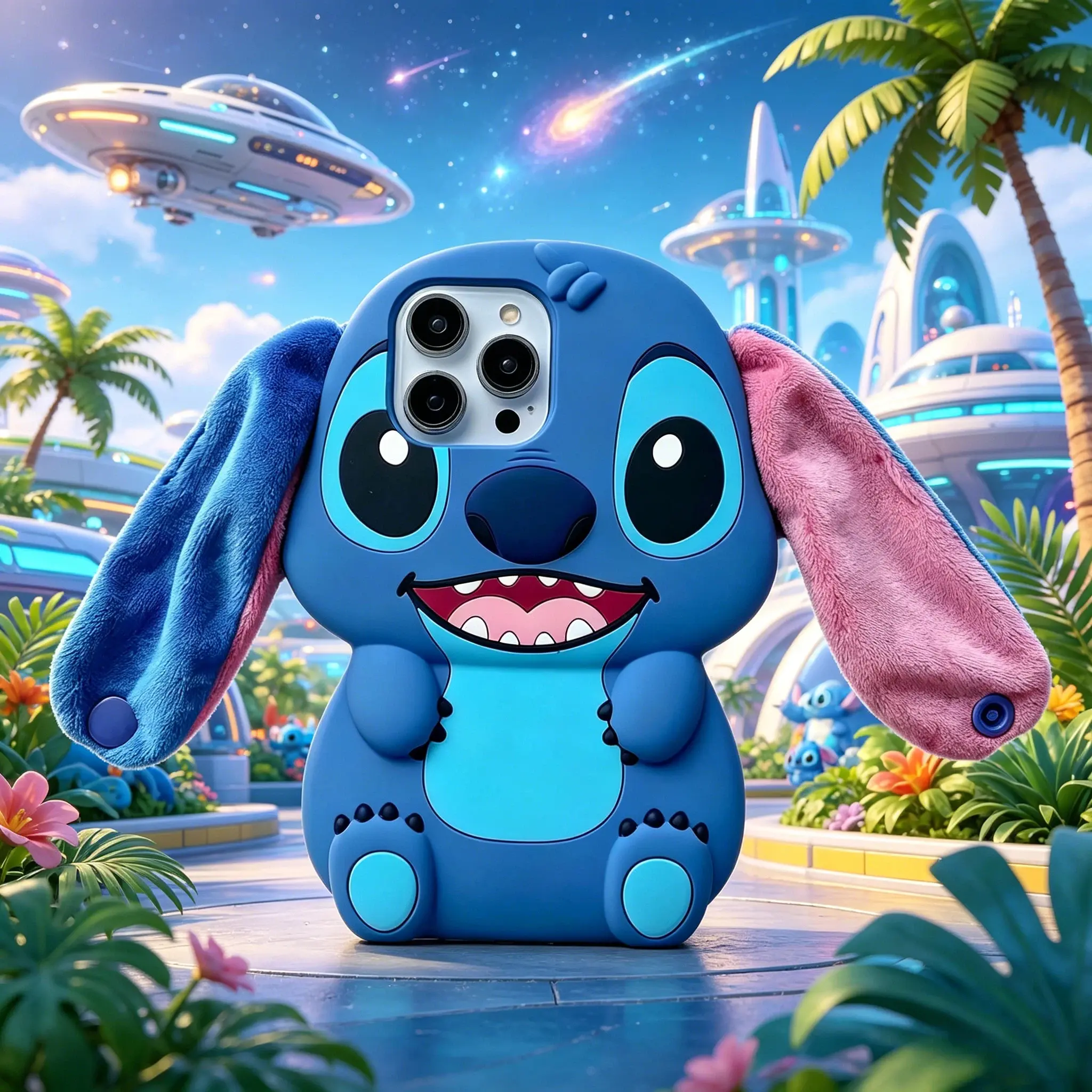 Disney Stitch Phone Case Kawaii Big Ears Grip StitchCase, Soft Silicone Protective Case