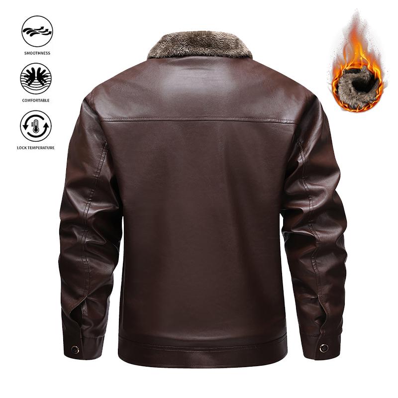 Men's Winter Casual Fleece Lined Warm PU Leather Motorcycle Jacket, versatile street style leather coat suitable for streetwear and everyday casual wear, an ideal gift for boyfriend or husband.