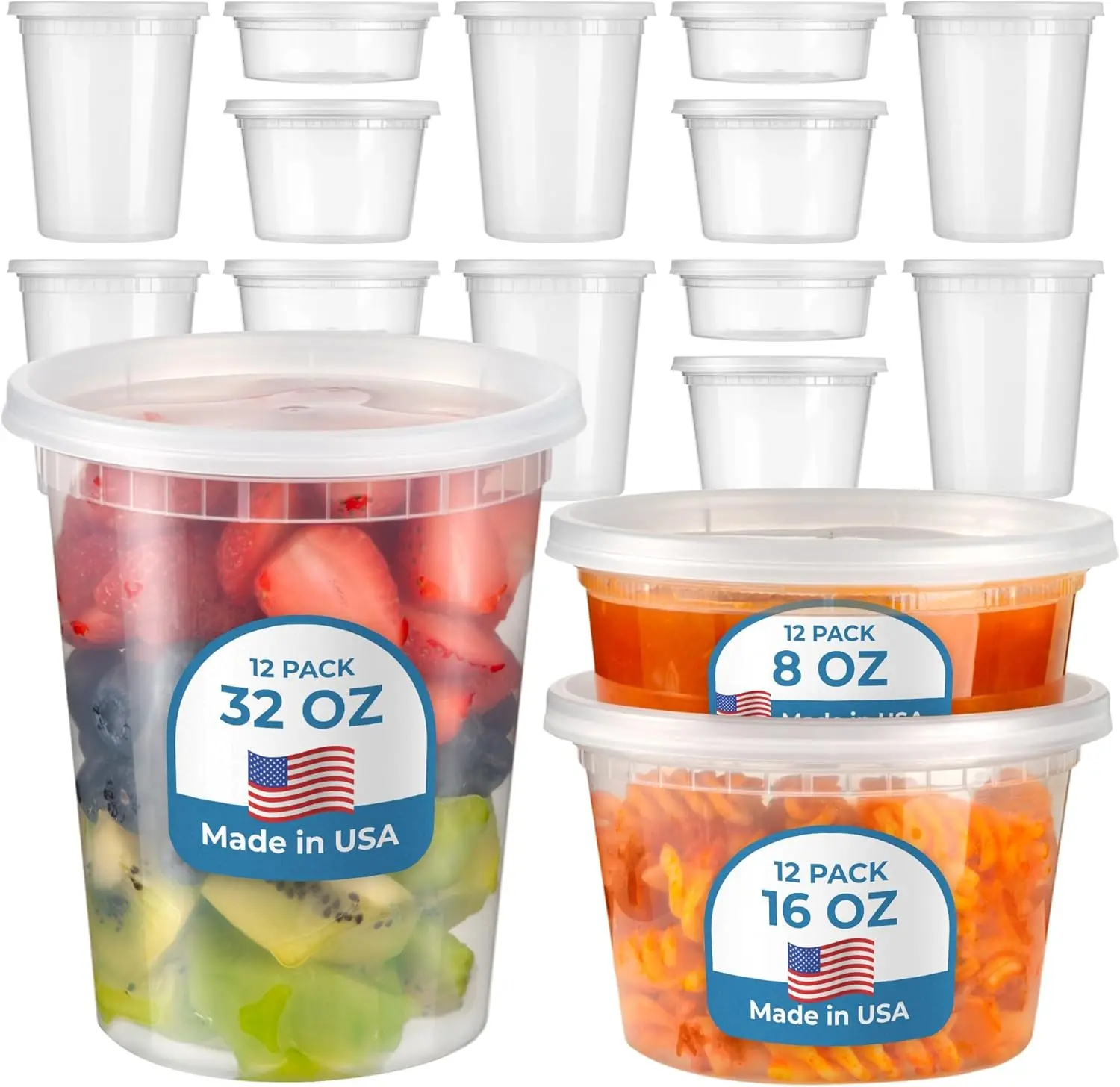 FMP Brands Deli Containers with Lids Leakproof Food Storage & Meal Prep , Microwave Freezer Safe Clear Snack Lunch Soup