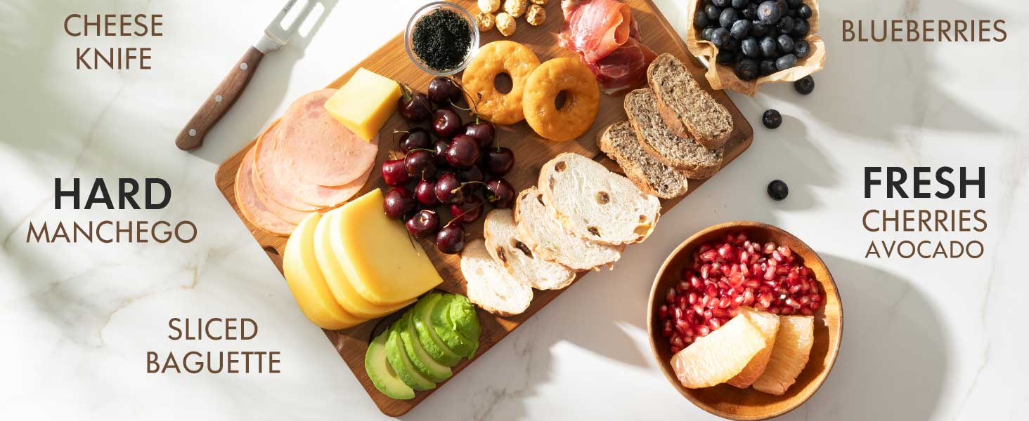 Astercook 4-Piece Bamboo Cutting Board Set with Holder Composite Side Cutting Board for Kitchen Use Chopping Kitchen Knives