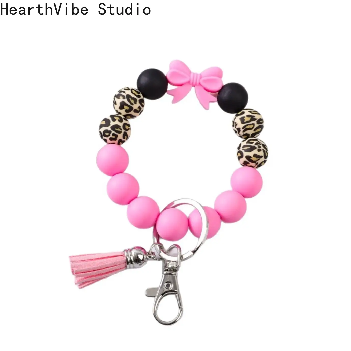 Women's Minimalist Bow Motif Silicone Bead Wristlet Keychain - 1pc Dainty Sporty Sports Wristband Accessory for Everyday, Sports Use, Dainty Sports Wristbands