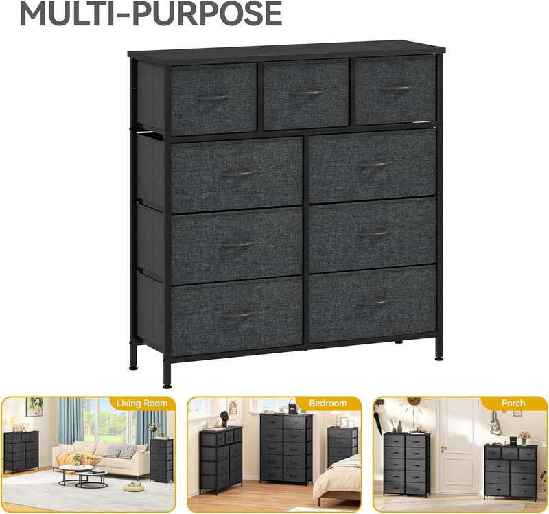 Yitahome 9 Drawer Dresser for Bedroom, Fabric Tall Dressers & Chests of Drawers, Organizer Unit Storage Tower for Bedroom, Living Room, Hallway, Closet, Girls, Bedroom Furniture,Dresser for Storage,Storage Bin Cabinet, Storage Shelf