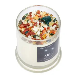 Aries Candles - Zodiac Candle Aries - Ritual Candle - Crystal and Herb Candles - Intention Candles - soy candle - Aries Zodiac Sign Candle