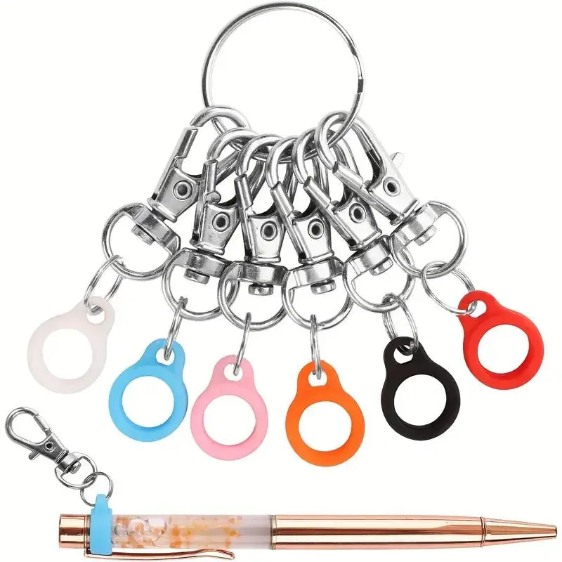 Pen Holder with Badge Reel Clip, Retractable Badge Holders, 6 Counts Durable Silicone & Zinc Alloy Pen Clip without Pen, Assorted Color Stationery & Supplies for Home School Office, Badge Accessories