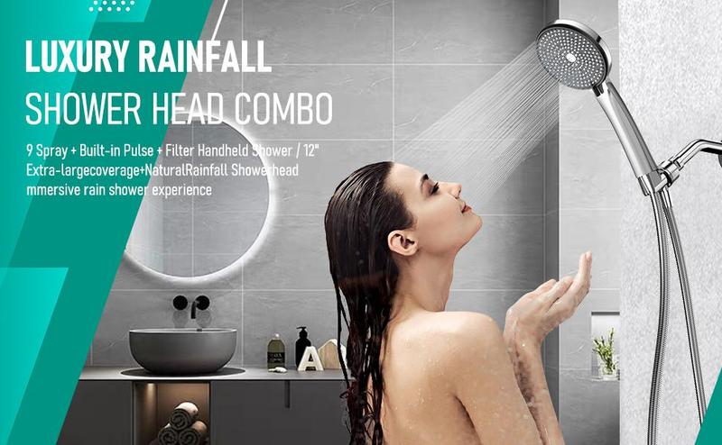 ROLAKUL High Pressure Multi-Mode Handheld Showerhead - Anti-clogging nozzles, built-in power wash function for cleaning tubs, tiles and pets, extra-long stainless steel hose, wall and ceiling mounts.