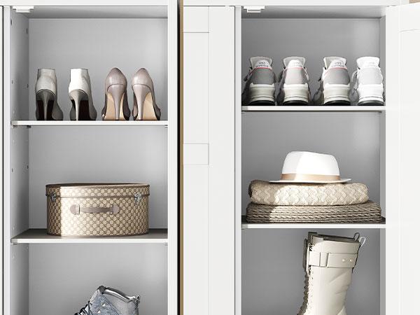 HOOBRO Shoe Cabinet, Large-Capacity Farmhouse Shoe Storage Cabinet, Multifunctional Freestanding Shoe Organizer with Adjustable Shelves, for ** Pairs of Shoes, for Living Room, Bedroom, Hallway, Entrance, Dorm, White