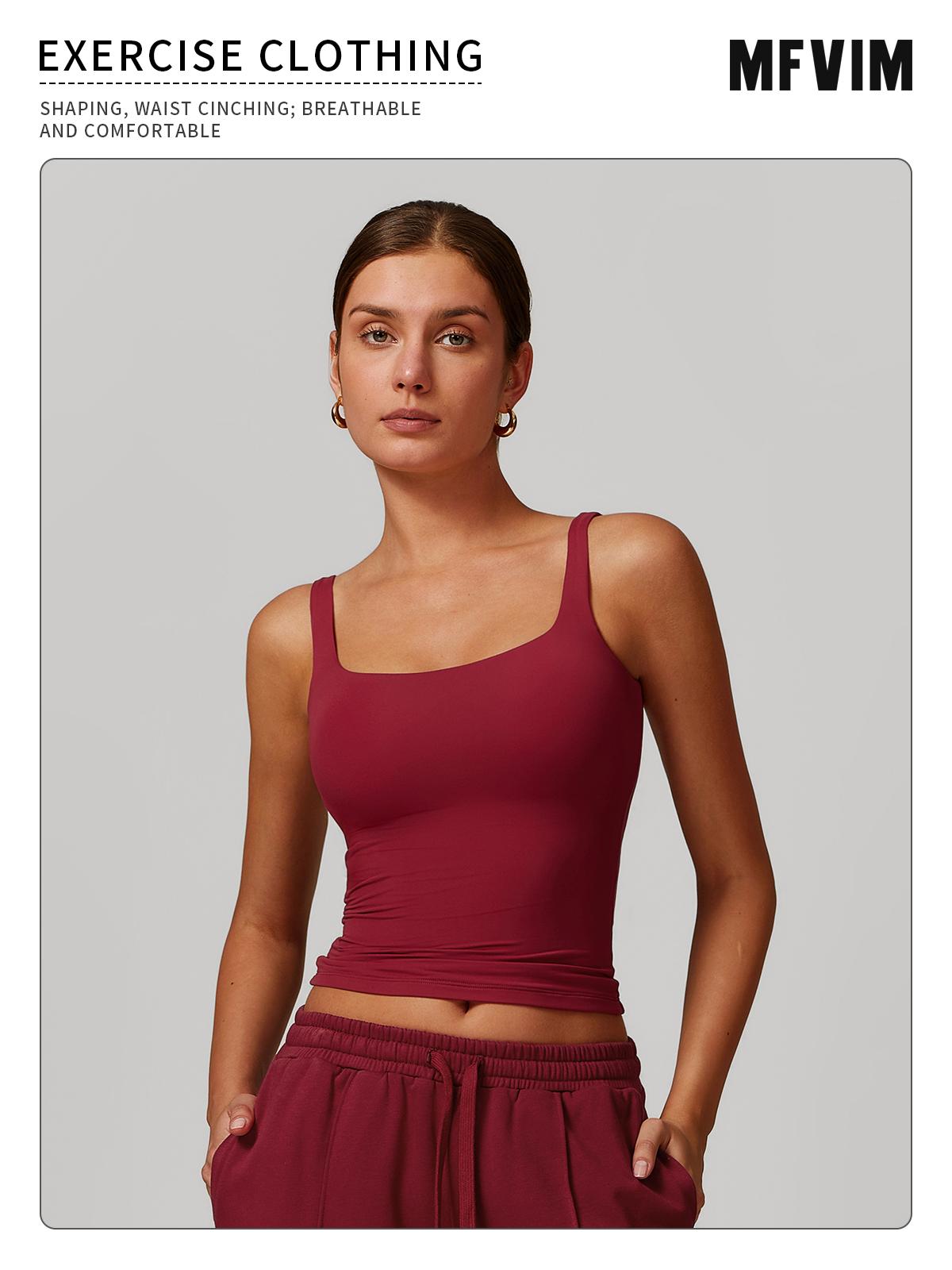 MFVIM Women's Solid Color Sports Tank Top High Performance Activewear with Tummy Slimming Design Breathable Sleeveless for Yoga Gym Workouts All Seasons Suitable for Women's Sportswear Day Gift Athletic Shirts Athletic Style Gymswear workout tops SpringSt