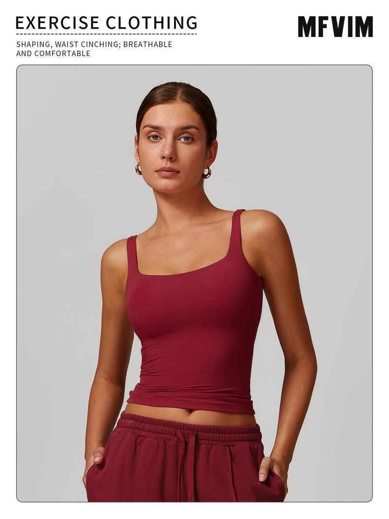 MFVIM Women's Solid Color Sports Tank Top High Performance Activewear with Tummy Slimming Design Breathable Sleeveless for Yoga Gym Workouts All Seasons Suitable for Women's Sportswear Day Gift Athletic Shirts Athletic Style Gymswear workout tops