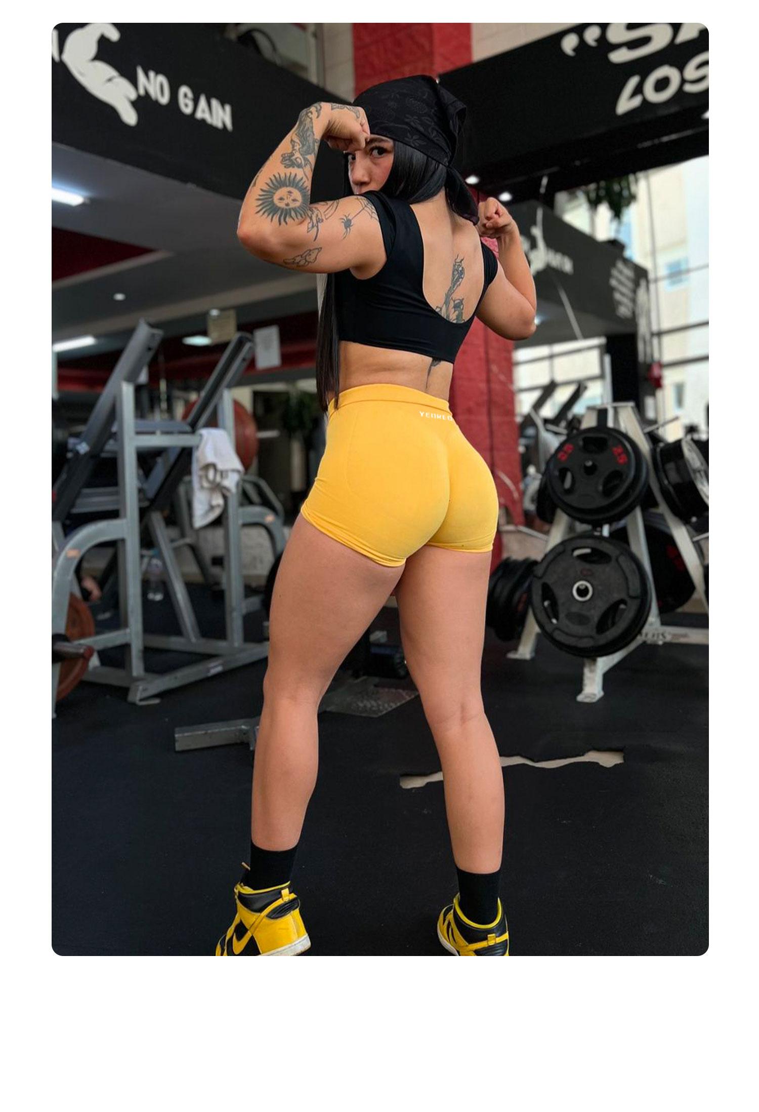 YEOREO SoftHue Seamless Workout Gym Shorts for Women Butt Lifting Hidden Scrunch  4.5" Impact Shorts Yoga Clothes