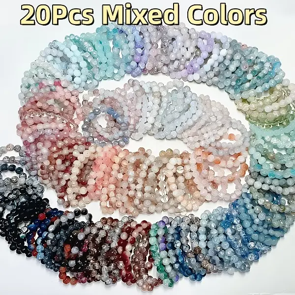20Pcs Bohemian Glass Beaded Bracelet Set for Women - Multicolor Retro Beads, Glass Bead Jewelry Suitable for Daily Wear, Parties, Vacations, Festivals, Accessories, Weddings, Year-Round Outfits