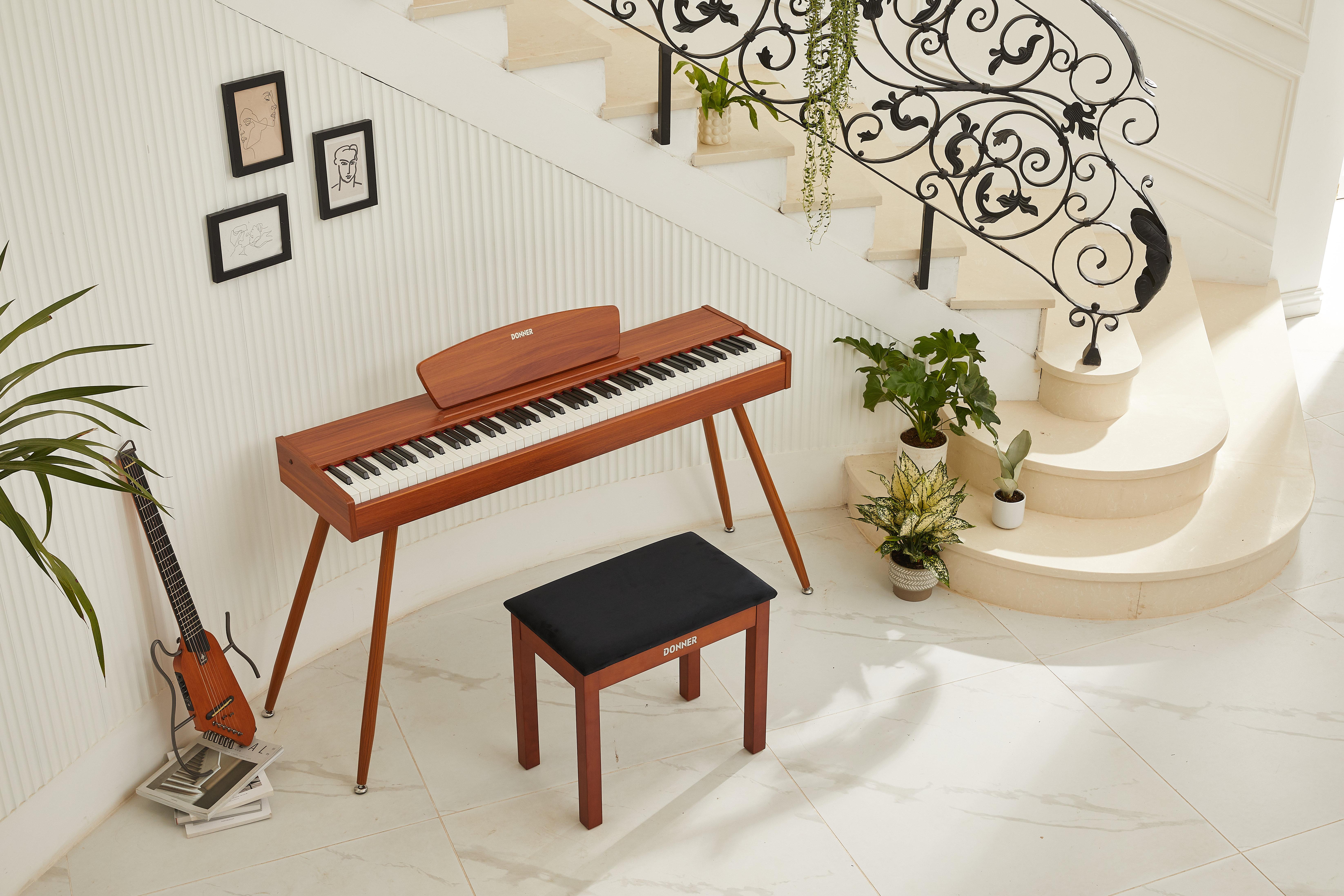 Donner DDP-80 Wooden Style 88 Key Weighted Digital Piano with Stand & 3 Pedal