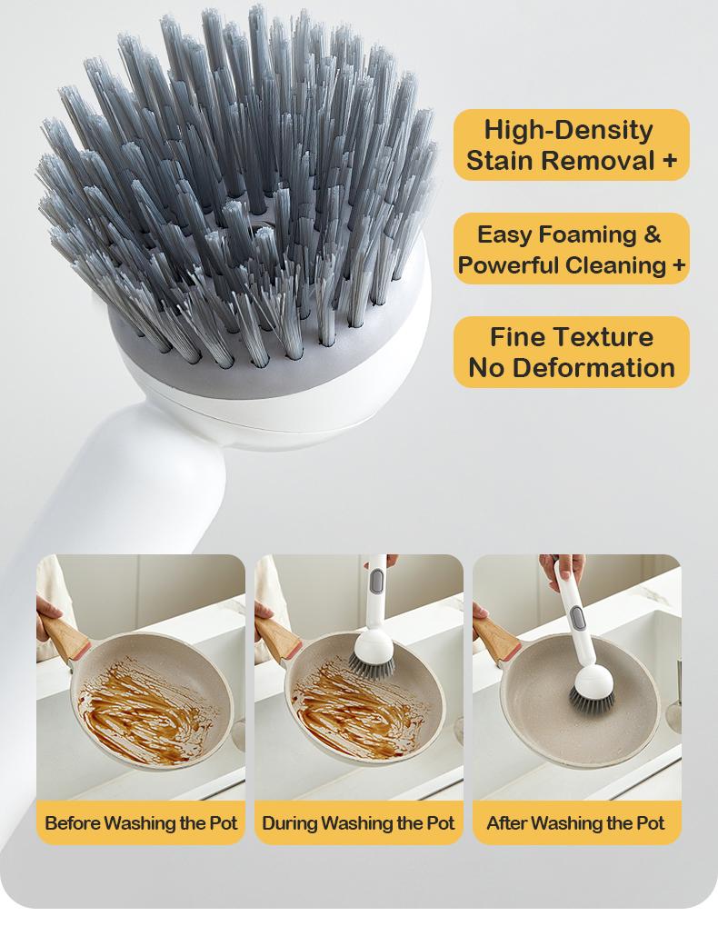 6-in-1 ABS Dish Brush with Leak-proof Soap Dispenser, Adjustable Angle, Rotatable Scrub Function, Wall Mount - Includes Scouring Pad, Soft Bristles Lift Stubborn Stains, Rinse & Drain Clean for Sink, Pots 6-in-1 ABS Dish Brush with Leak-proof Soap Dispenser, Adjustable Angle, Rotatable Scrub Function, Wall Mount - Includes Scouring Pad, Soft Bristles Lift Stubborn Stains, Rinse & Drain Clean for Sink, Pots