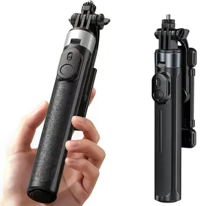 51" Carbon Fiber Aluminum Selfie Stick Extendable with Remote Portable Tripod Stand for iPhone 15 14 13 & Android One-Click Activation 360-degree rotatable face new  selfie  stick autoface  tracking  tripod pocket  grip All-in-One