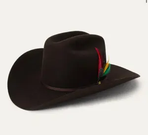 STETSON 6X Chocolate Copa Alta Edición Especial 160th Anniversary Western Style Felt Hat with 5" Crown 4" Brim & Gold Token Buckle