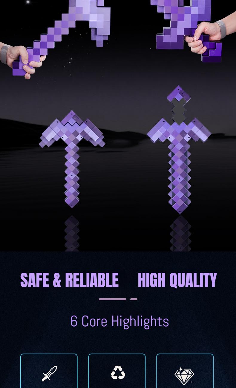 2 in 1 Sword & Pickaxe Transforming Toy with Game-Inspired Light & Sound Effects for Kids