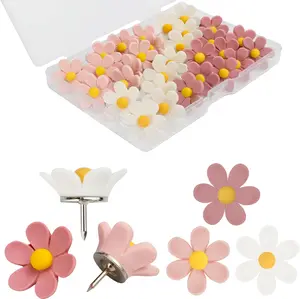 30 Pcs Flowers Push Pins Decorative Thumb Tacks in  Cute Office Decor for Women Cork Board Bulletin Board, Photos Wall Maps and Other Offices Schools Supplies Christmas Decoration