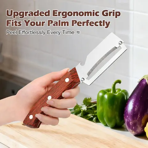 2-in-1 Fruit & Veggie Peeler with Bottle Opener | Sharp Stainless Steel Ergonomic Non-Slip Handle - Upgraded Comfort Grip