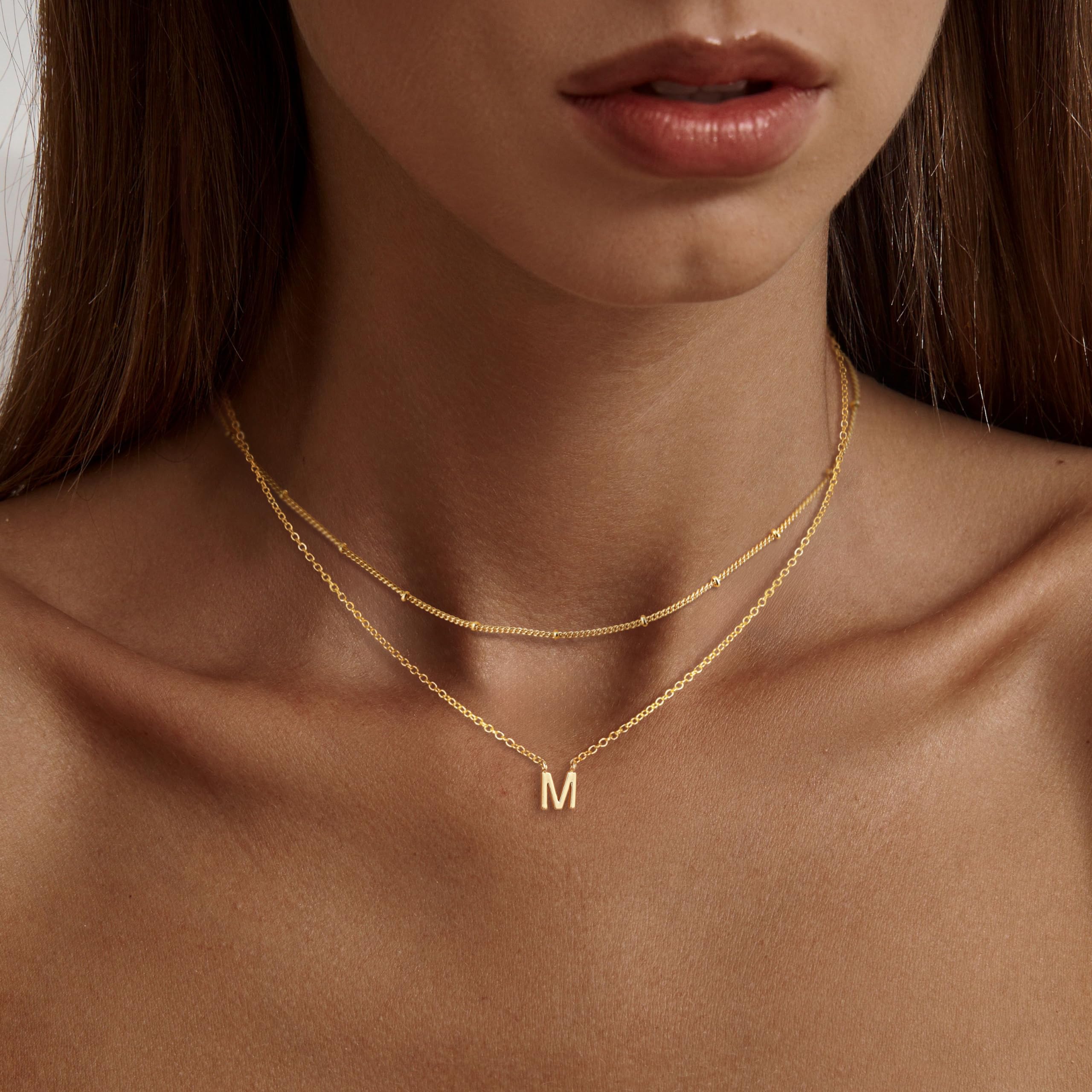 Gold Double Layer Necklace – 38cm Satellite Chain & 40cm Initial Z Necklace For Christmas gifts
