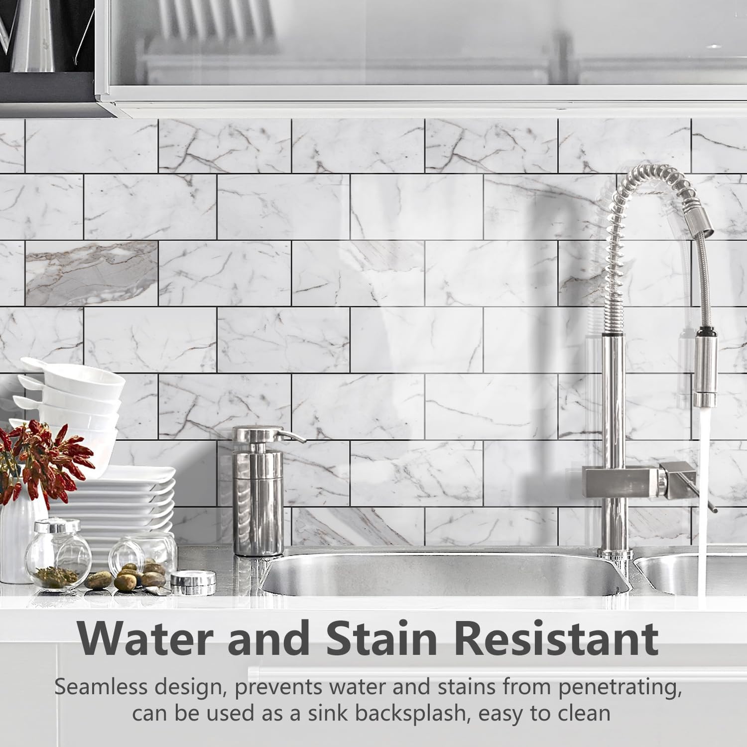 100Pcs Peel and Stick Backsplash, 3" x 6" PVC Aluminium Wall Tile, Wood Stick on Backsplash for Kitchen/Bathroom Decor , Decorative Tiling Adhesive Decals Ornaments