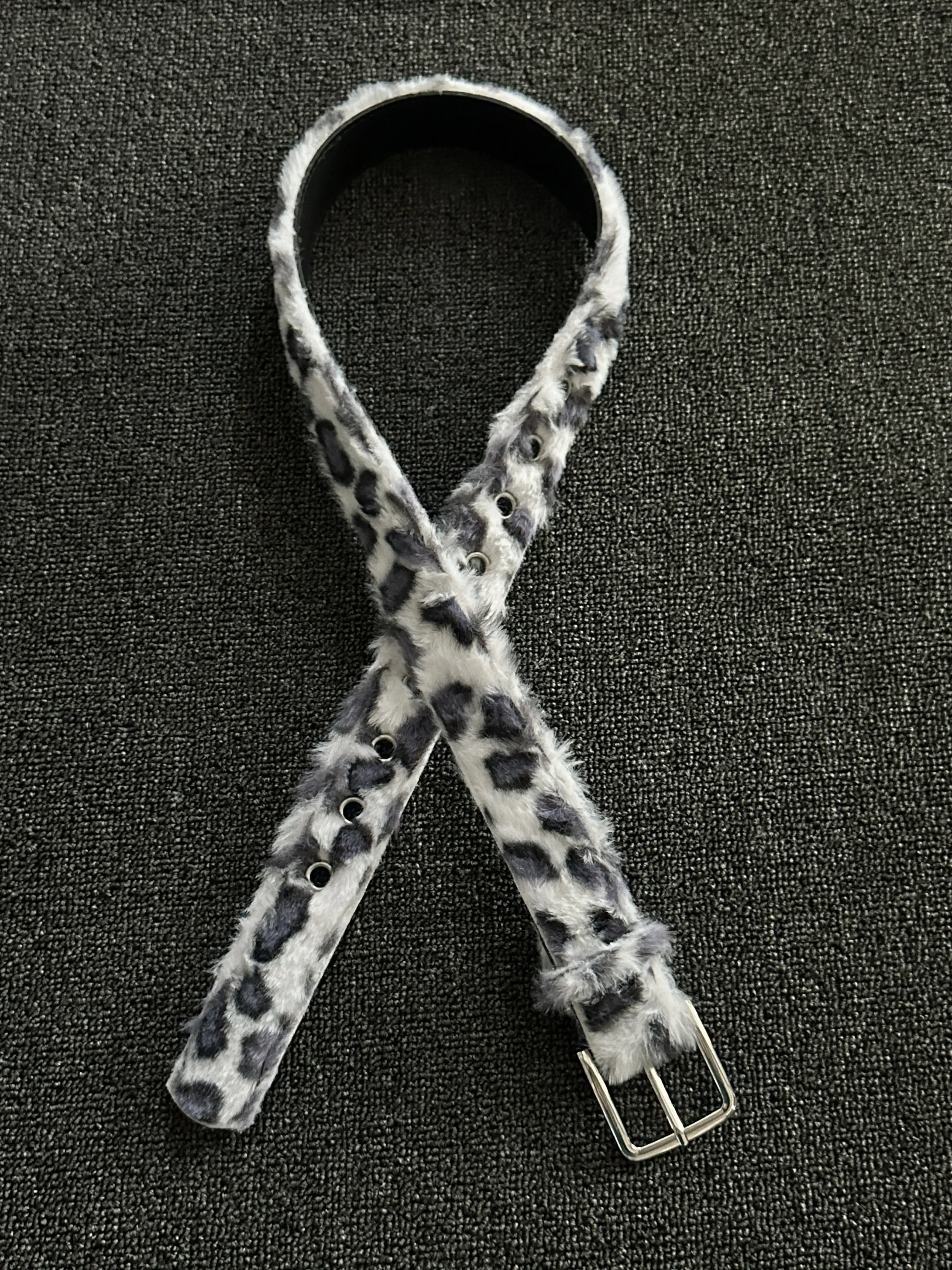 Tiger Print Fleece Belt Millennium Punk Street Hip-Hop High-End Needle Buckle Pants Leather Belt Fashion Trendy Punk Style Belt