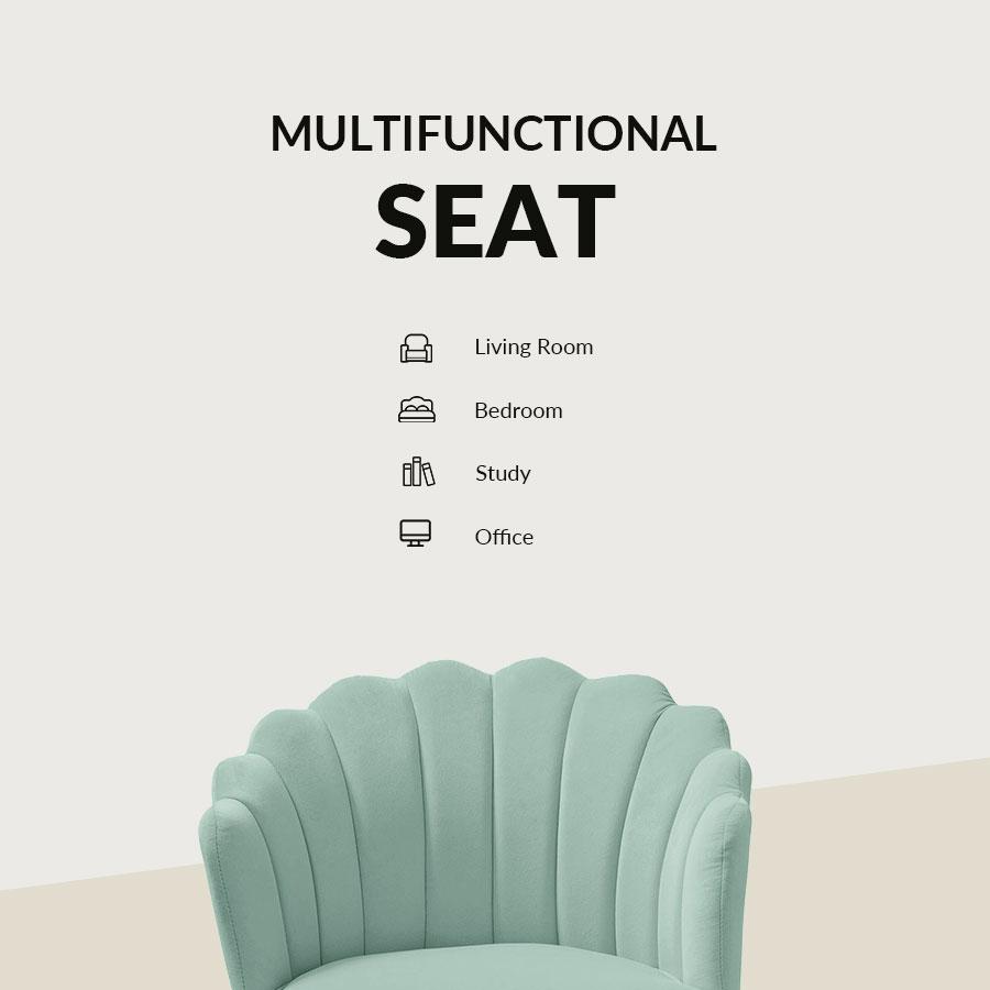 Hulala Belanda Task Office Chair, Height-adjustable, Sturdy and Durable Golden Finish, Tufted Back, velvet fabric upholstery, flower shape back, 360-degree wheels, functional and stylish, for Living Room and Office