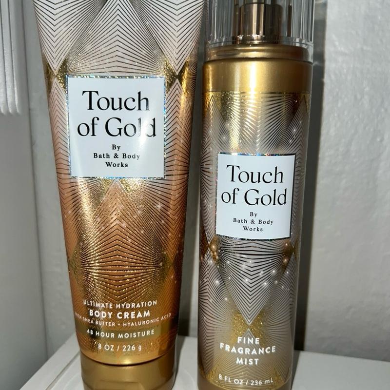 Bath & Body Works Touch of gold Lotion & Body Spray Set Ultimate Hydration Body Cream with Shea Butter Hyaluronic Acid 24 Hour Moisture