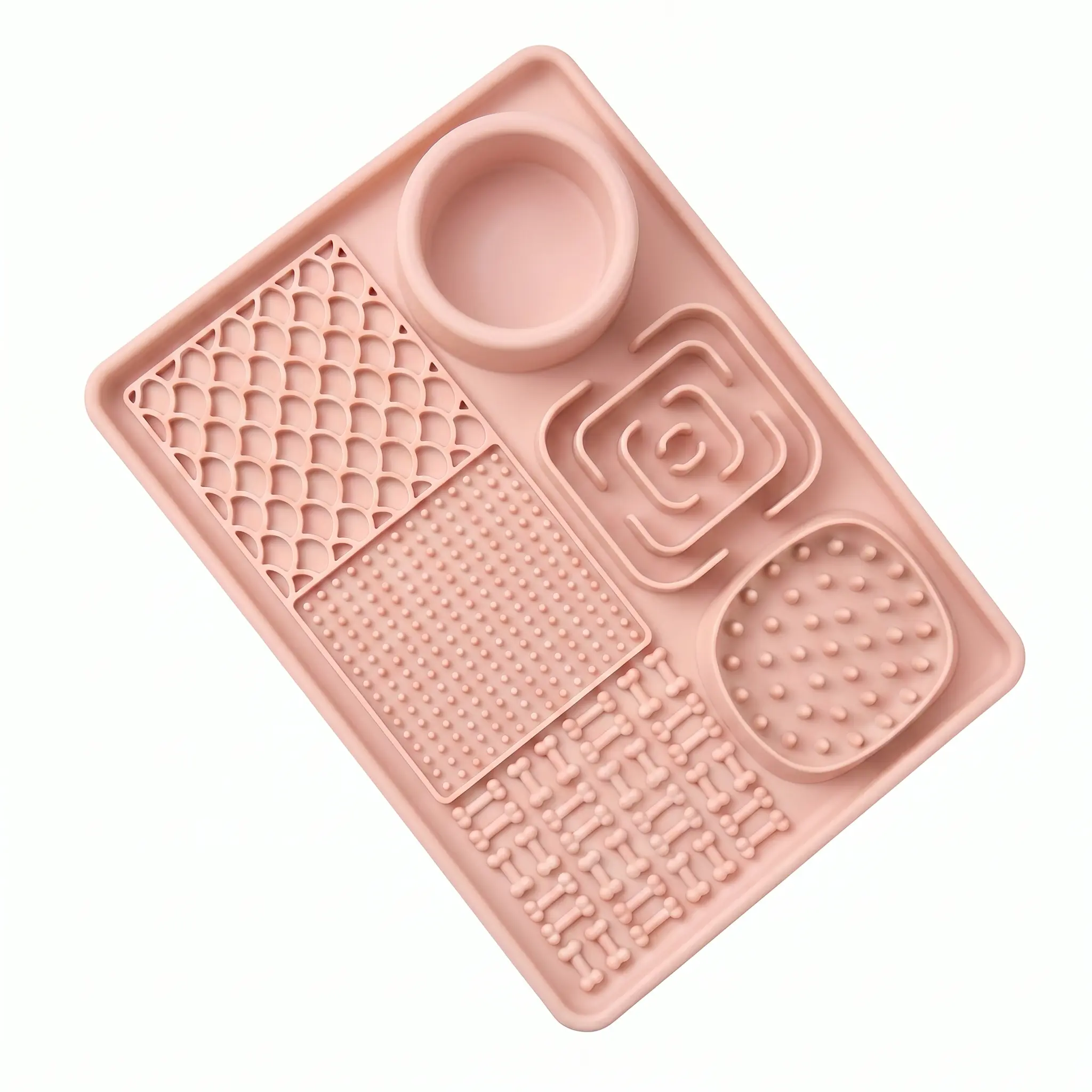 6-in-1 Silicone Slow Feeder Dog Bowl with Suction Base - Food Feeder for Fast Eaters, Neater Feeding, Slows Eating, 6-in-1 Portion Control, Prevents Choking, Improves Digestion, Easy to Clean for Small-Medium Pets, Food Feeders, Slow Feeder Bowls