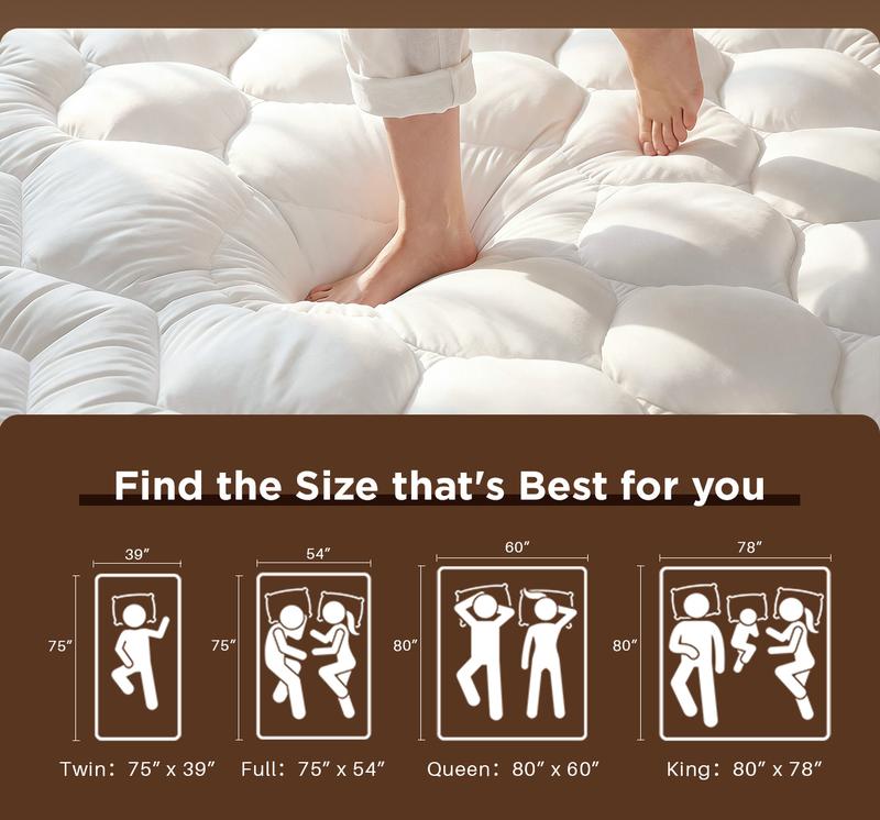 Raybee Ultra-Thick 2200GSM Mattress Topper, 3-4 Inch Memory Foam & Microfiber Hybird Mattress Pad for Back Pain & Pressure Relief, Breathable, Non-Slip, Soft & Supportive Bed Topper Pad , Twin Full Queen King  for Bedroom, Dormitory, Guestroom, RVS,