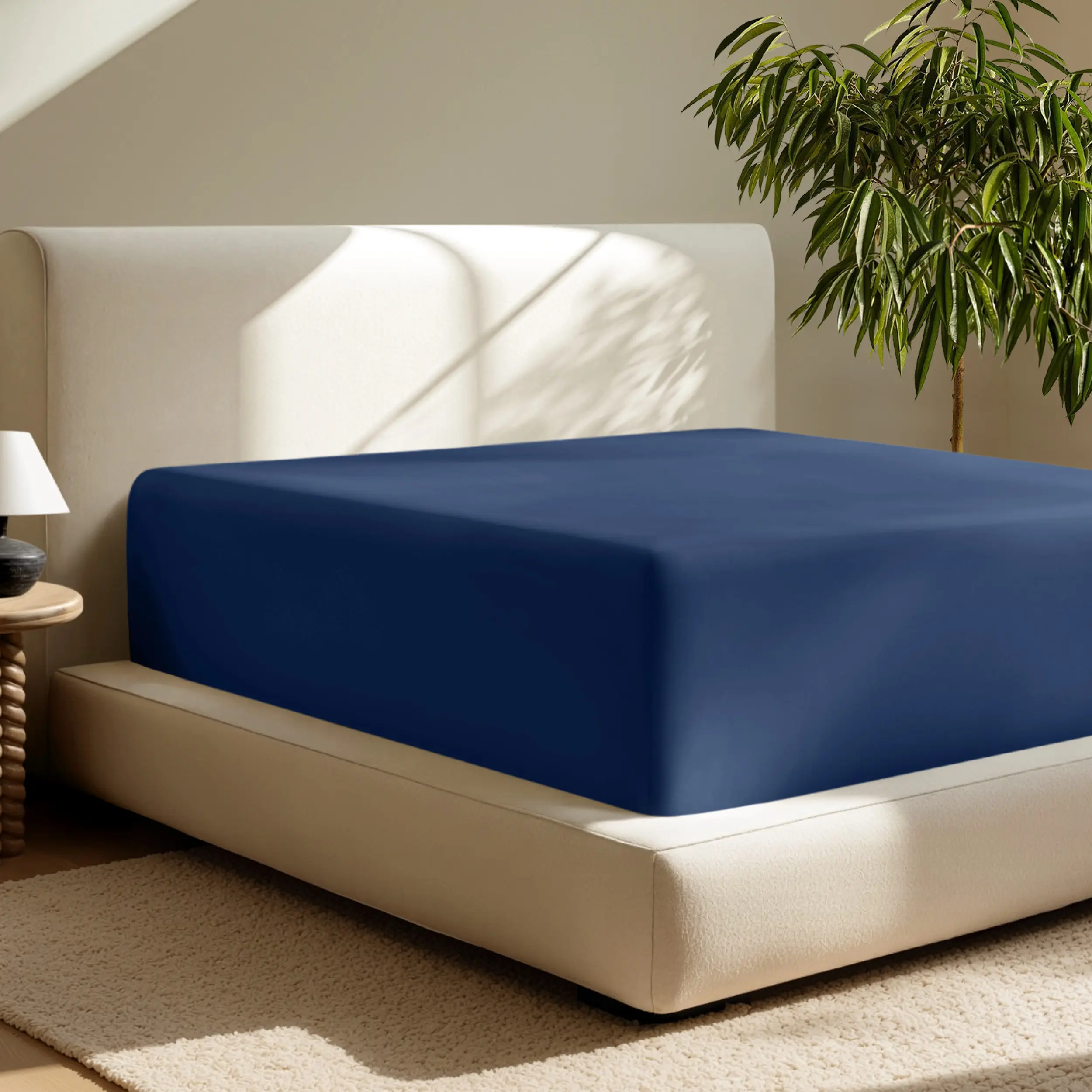 Bare Home Ultra-Soft 22-in Deep Pocket Silky Fitted Bed Sheet, Brushed Finish Microfiber Bedding Linen, Breathable, Wrinkle-Resistant, Stain-Resistant, Slip-Free Hold, Soft on Skin Fabric