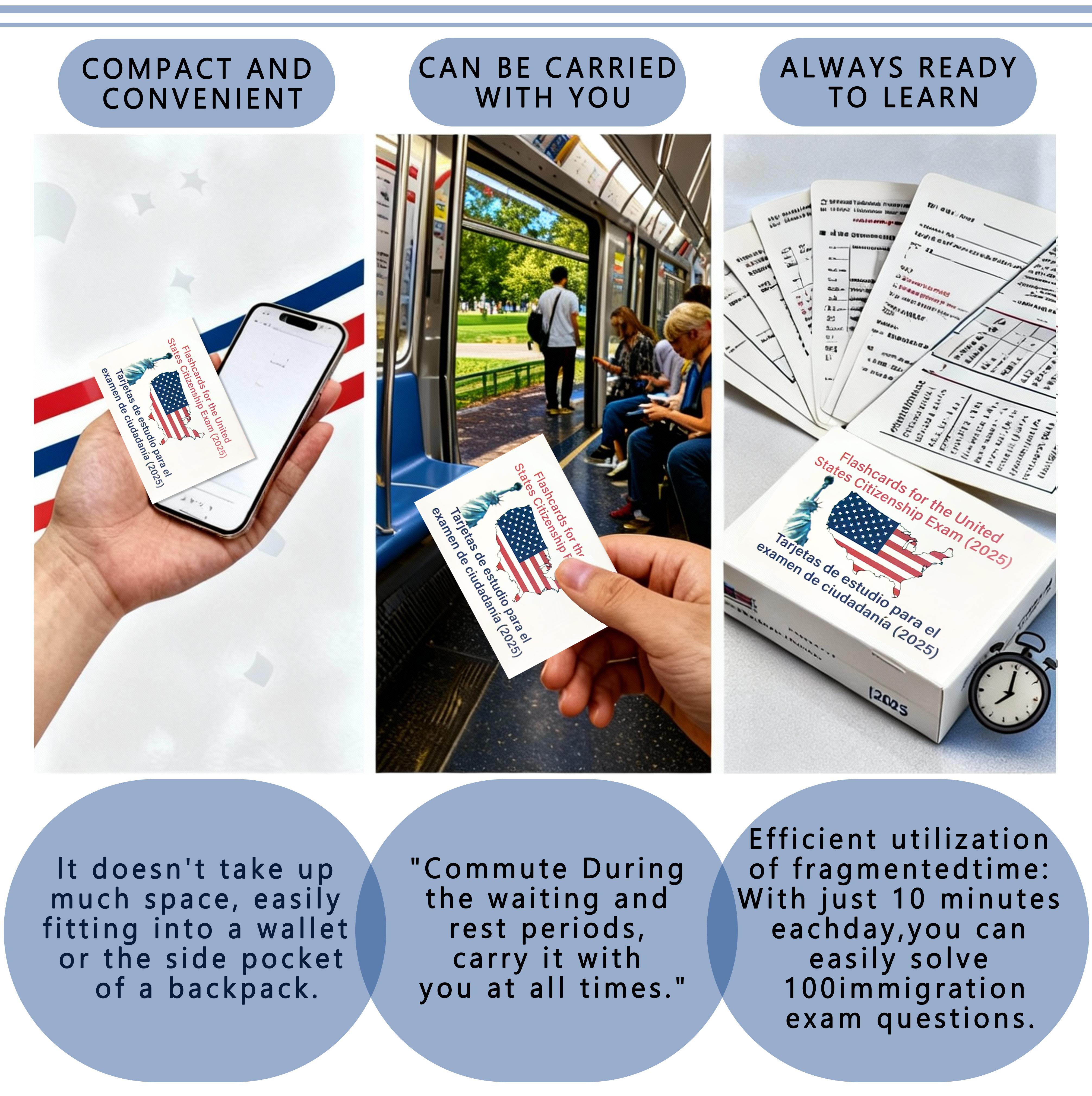 U.S Citizenship Flash Cards 2025 -English/Spanish,Naturalization Study Guide with 100 US Civics Questions & Answers, US Civics Test Flash Cards Combo Set, Set with Bilingual Booklet Flashcards college school supplies U.S Citizenship Flash Cards 2025 -English/Spanish,Naturalization Study Guide with 100 US Civics Questions & Answers, US Civics Test Flash Cards Combo Set, Set with Bilingual Booklet Flashcards college school supplies