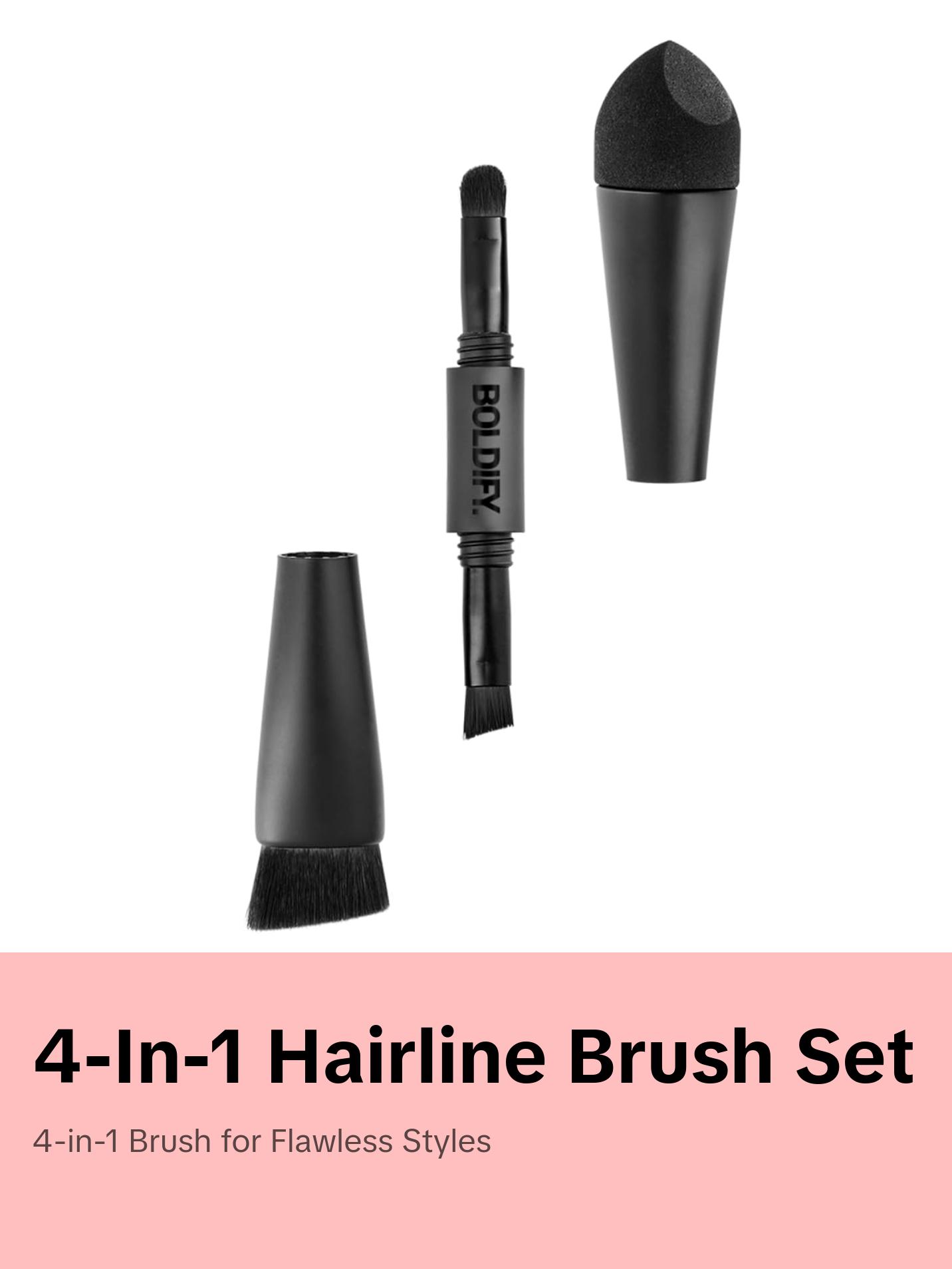 BOLDIFY Four Ended Hairline Powder Brush - Precision Hair Makeup Brush Set with Sponge Tip for Seamless Blending - Ideal as a Hair Concealer Brush, Hair Contour Brush, Root Touch Up