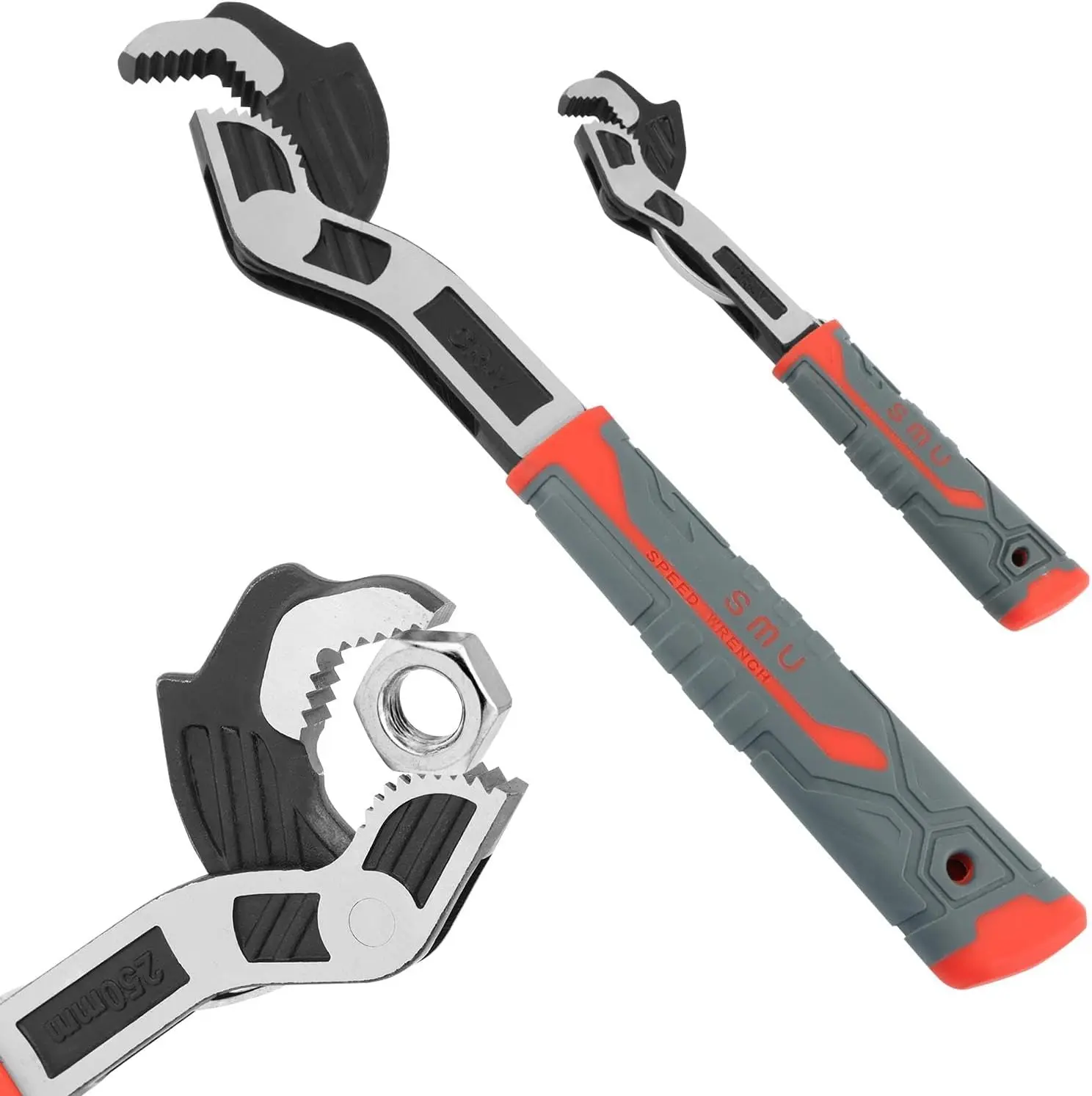 Self-Locking Pipe Wrench, 6"  8" Universal Adjustable Wrench with Non-Slip Handle, Ratchet Function, Chrome Vanadium Alloy Steel Construction
